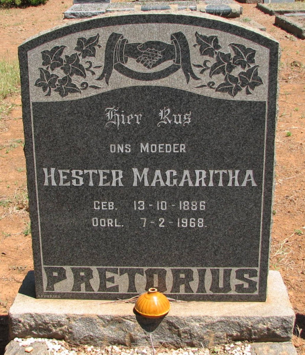 PRETORIUS Hester Magaritha 1886-1968