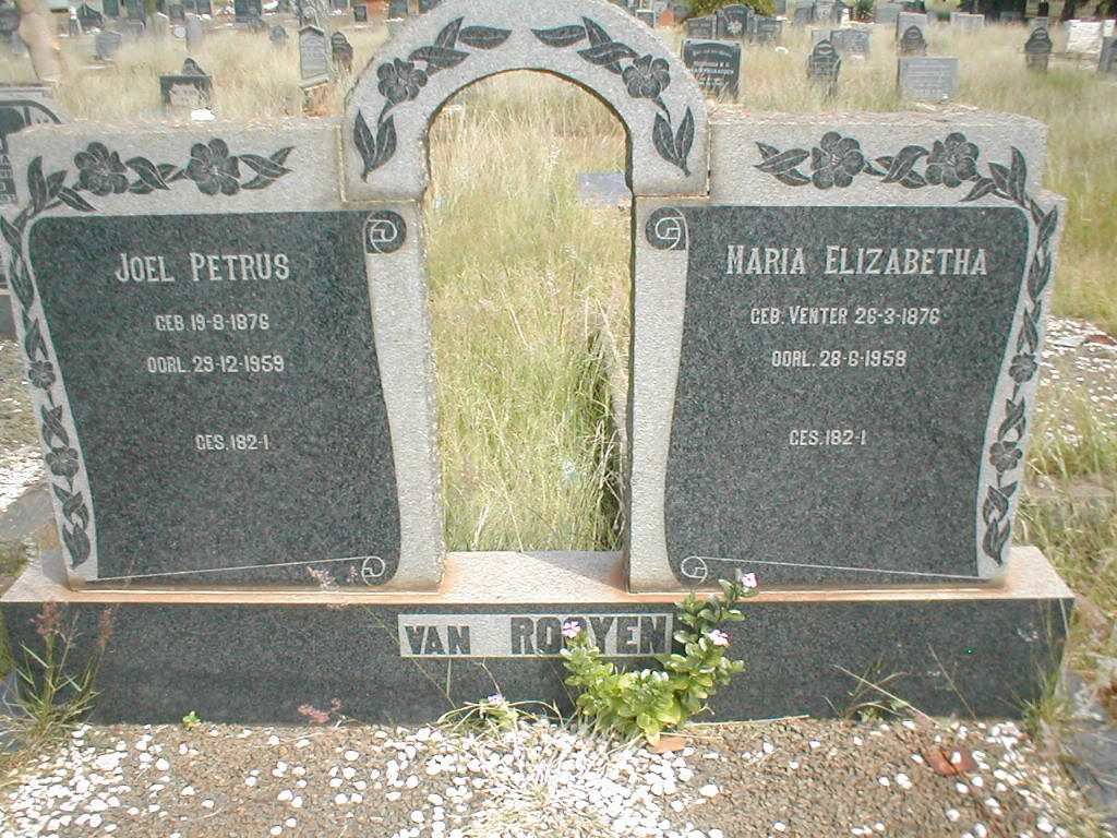 ROOYEN Joel Petrus, van 1876-1959 &amp; Maria Elizabetha VENTER 1876-1958
