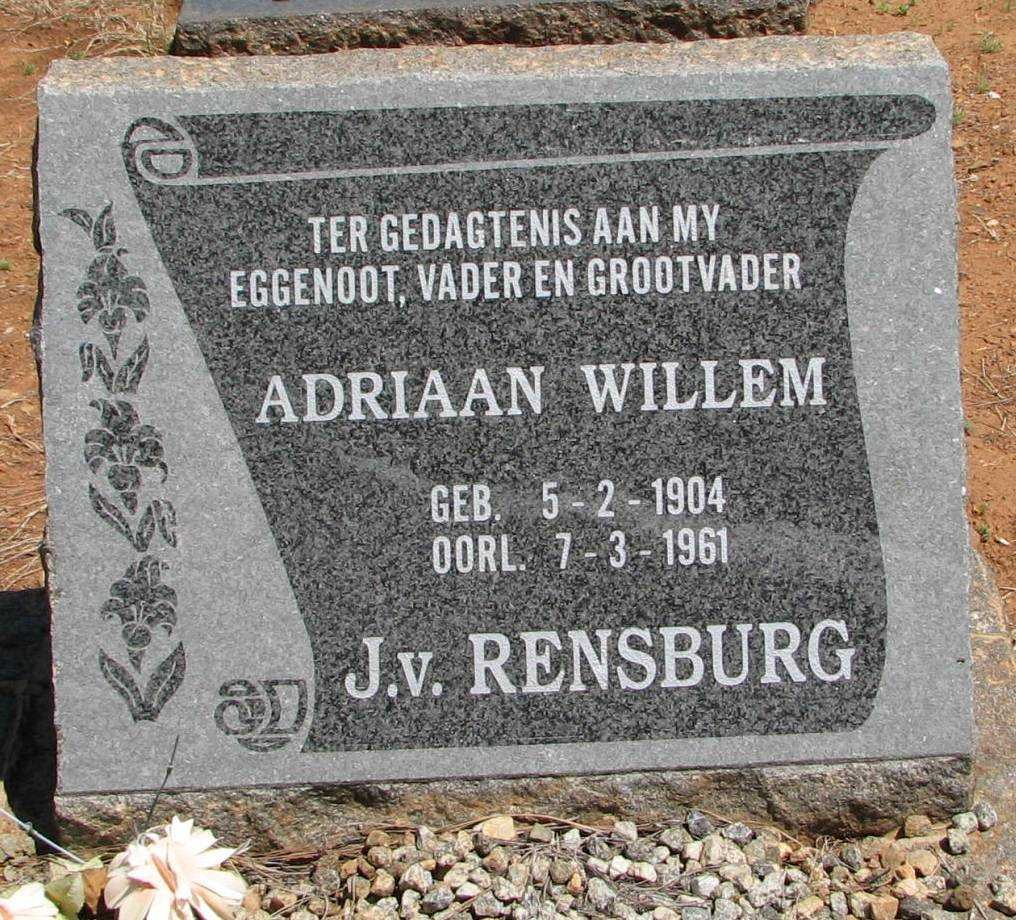 RENSBURG Adriaan Willem, J.v. 1904-1961
