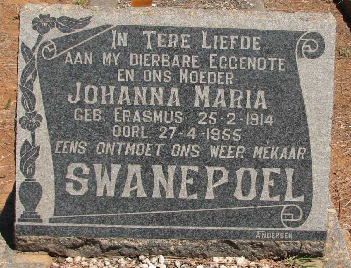 SWANEPOEL Johanna Maria nee ERASMUS 1914-1955