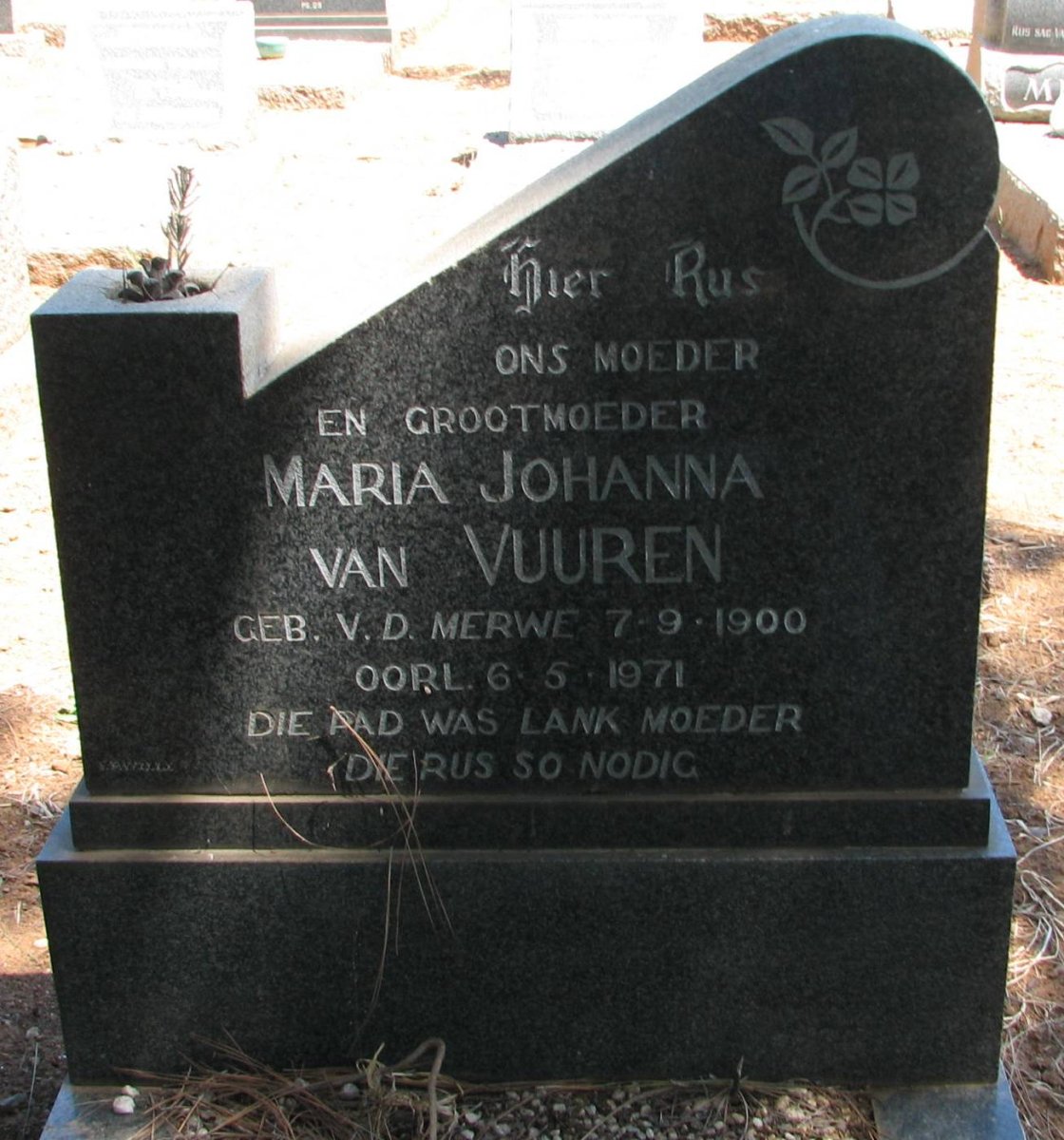 VUUREN Maria Johanna, van nee v.d. MERWE 1900-1971