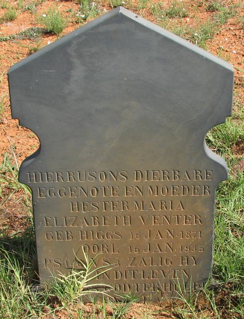 VENTER Hester Maria Elizabeth nee HIGGS 1871-1935