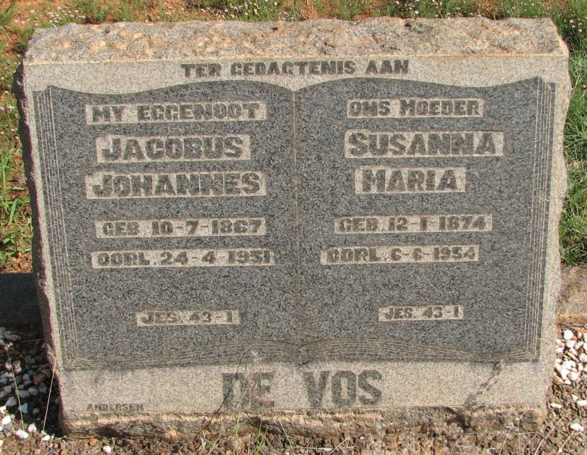 VOS Jacobus Johannes, de 1867-1951 &amp; Susanna Maria 1874-1954