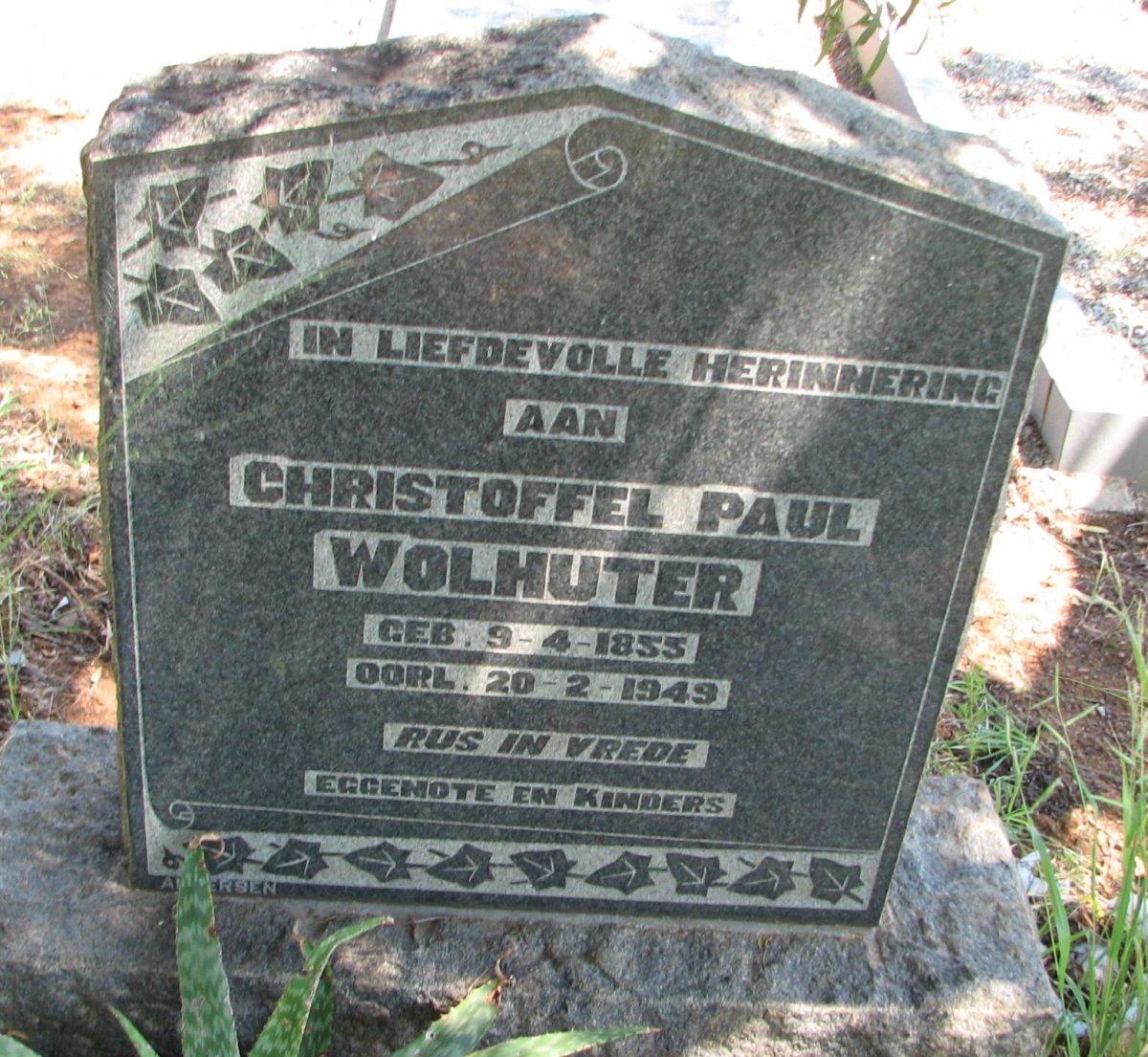 WOLHUTER Christoffel Paul 1855-1949
