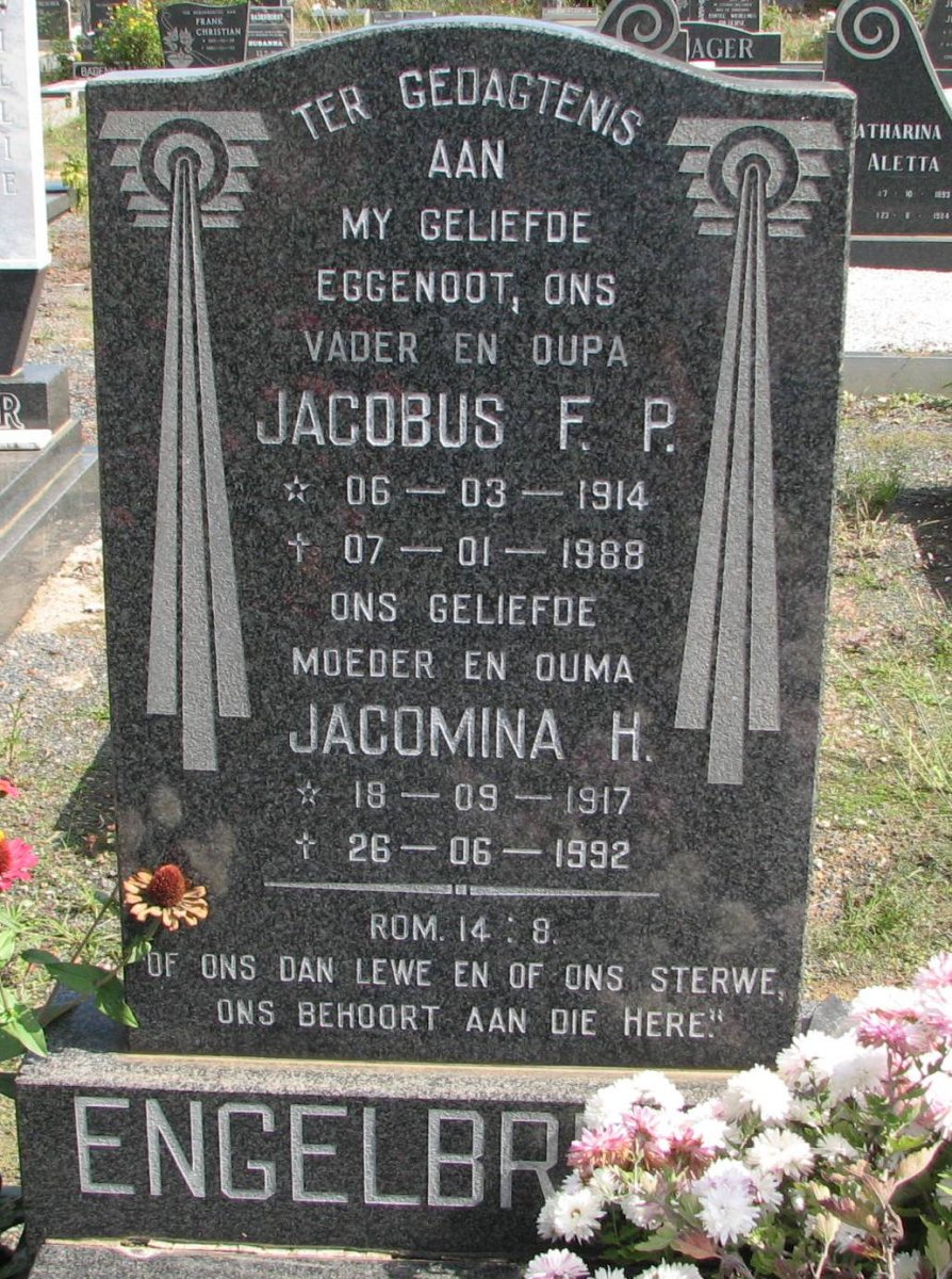 ENGELBRECHT Jacobus F.P. 1914-1988 &amp; Jacomina H. 1917-1992
