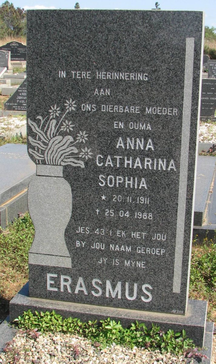 ERASMUS Anna Catharina Sophia 1911-1988
