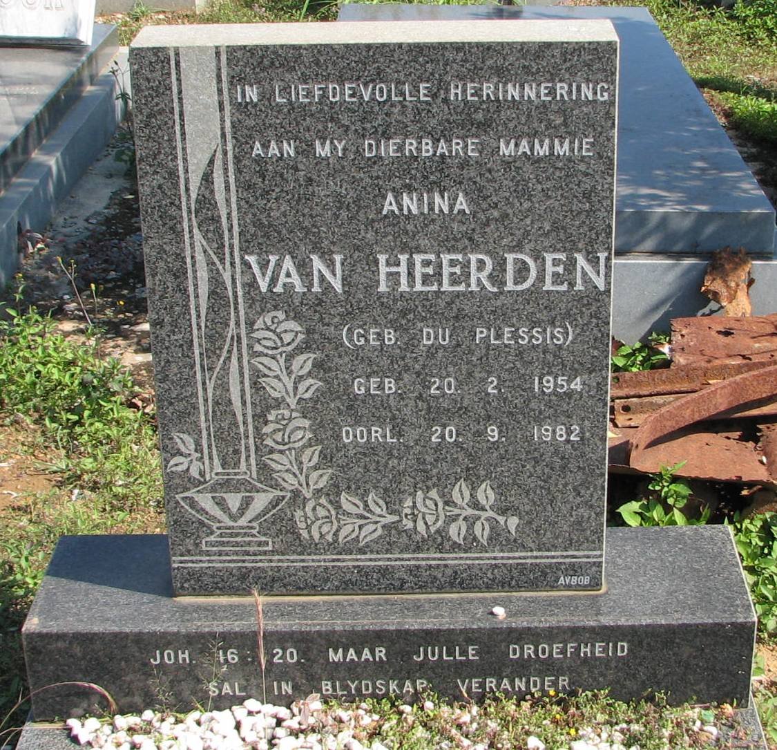 HEERDEN Anina, van nee du PLESSIS 1954-1982