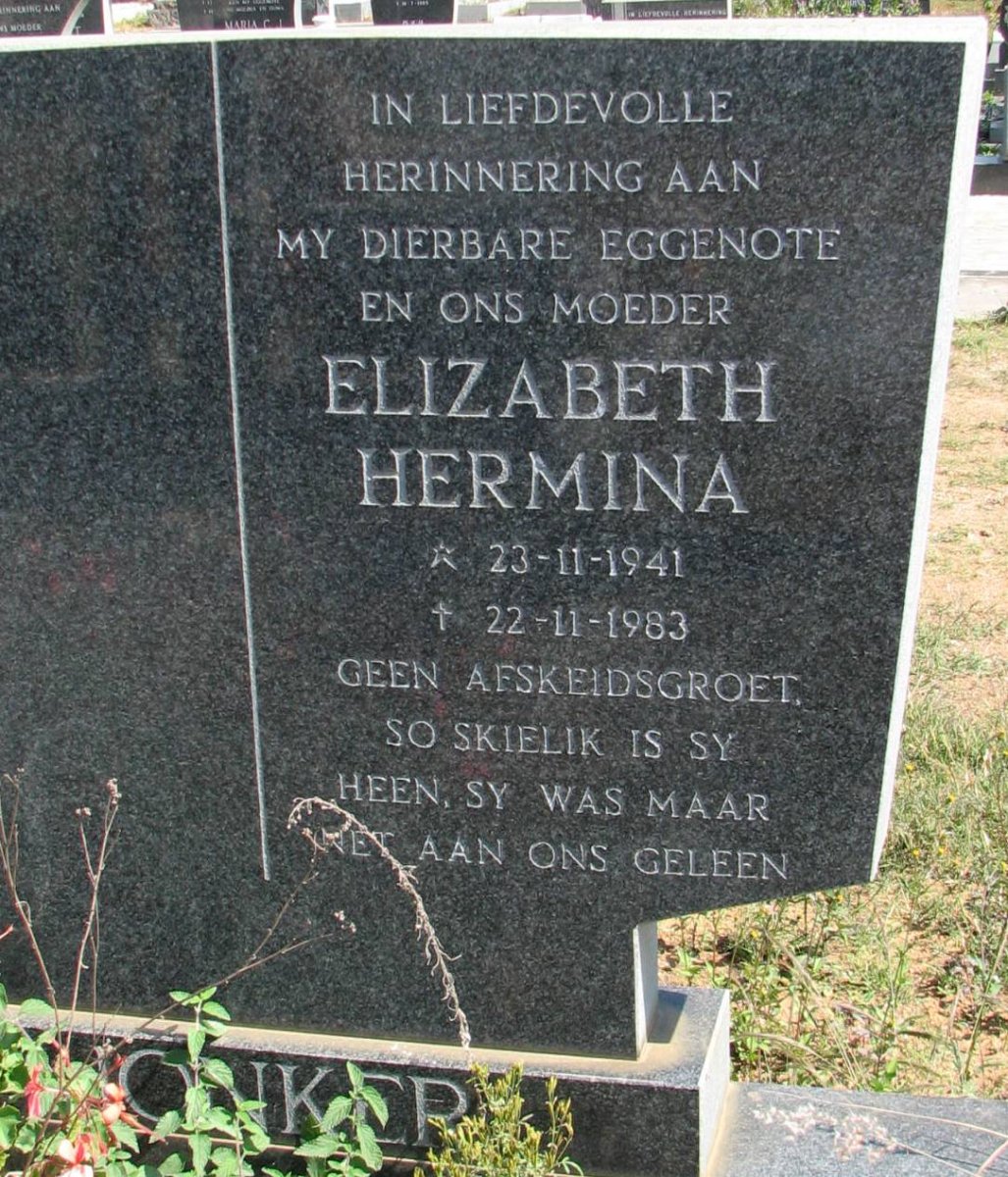 JONKER Elizabeth Hermina 1941-1983