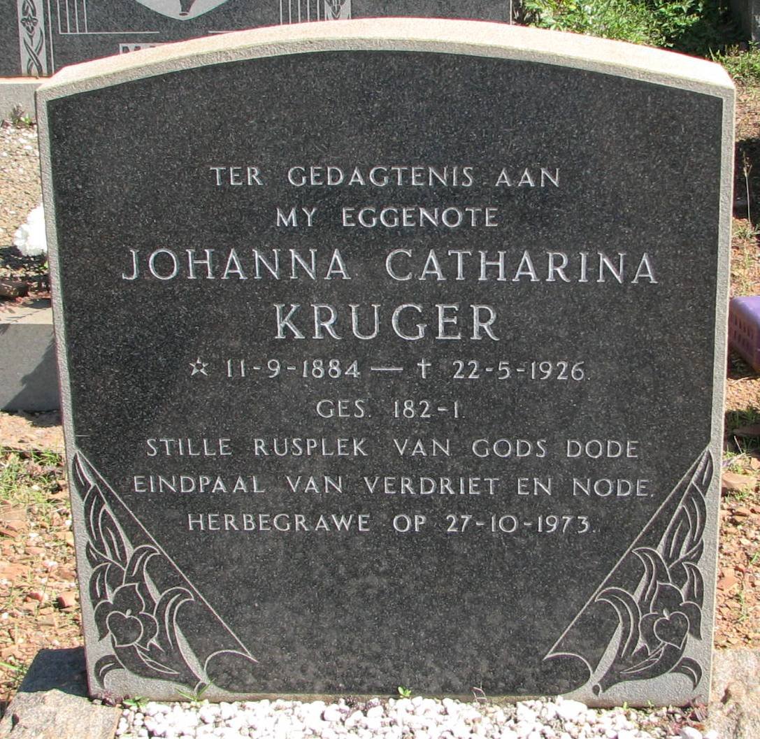 KRUGER Johanna Catharina 1884-1926