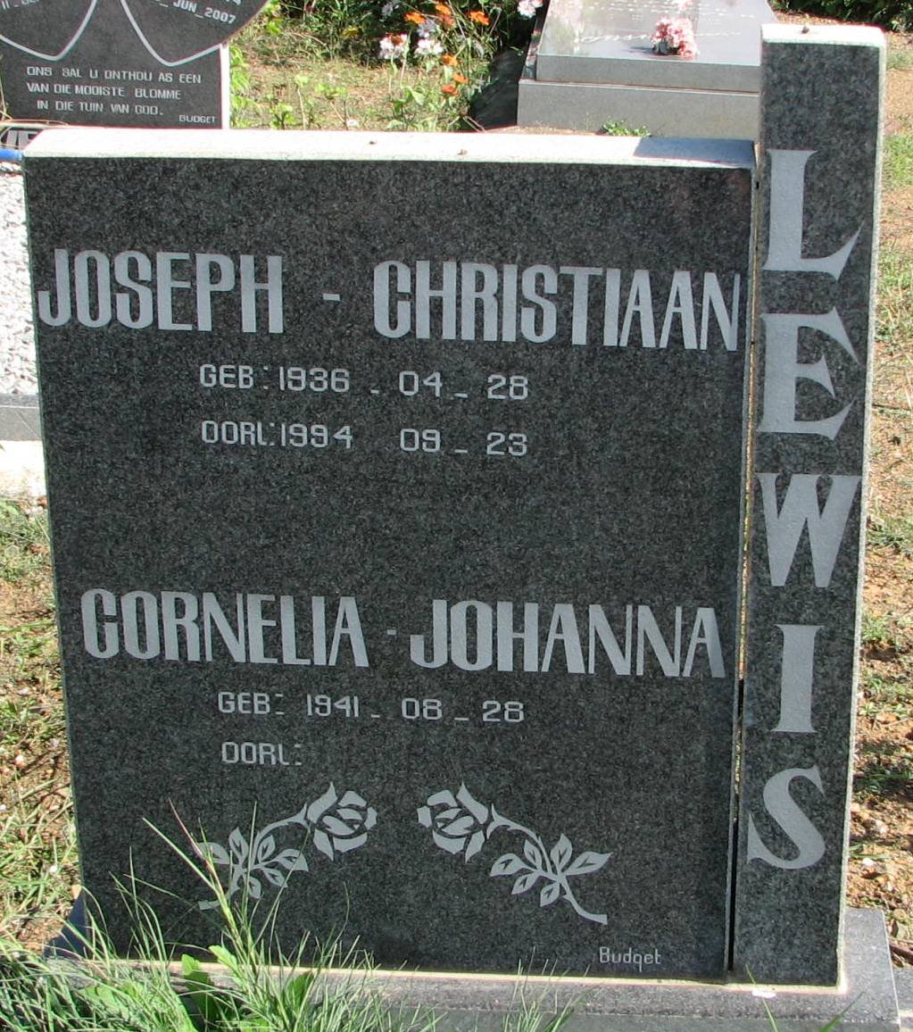 LEWIS Joseph Christiaan 1936-1994 &amp; Cornelia Johanna 1941-