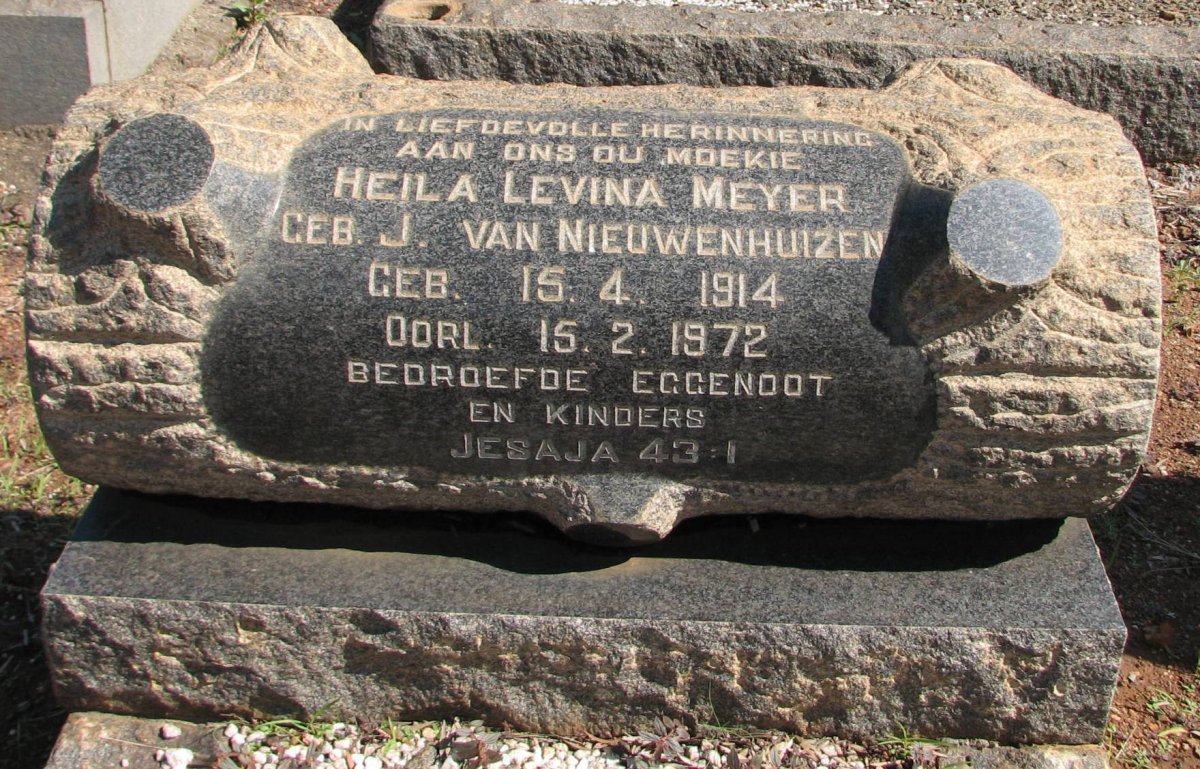 MEYER Heila Levina J. nee van NIEUWENHUIZEN 1914-1972