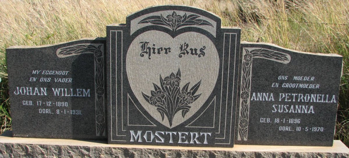 MOSTERT Johan Willem 1890-1931 &amp; Anna Petronella Susanna 1896-1970