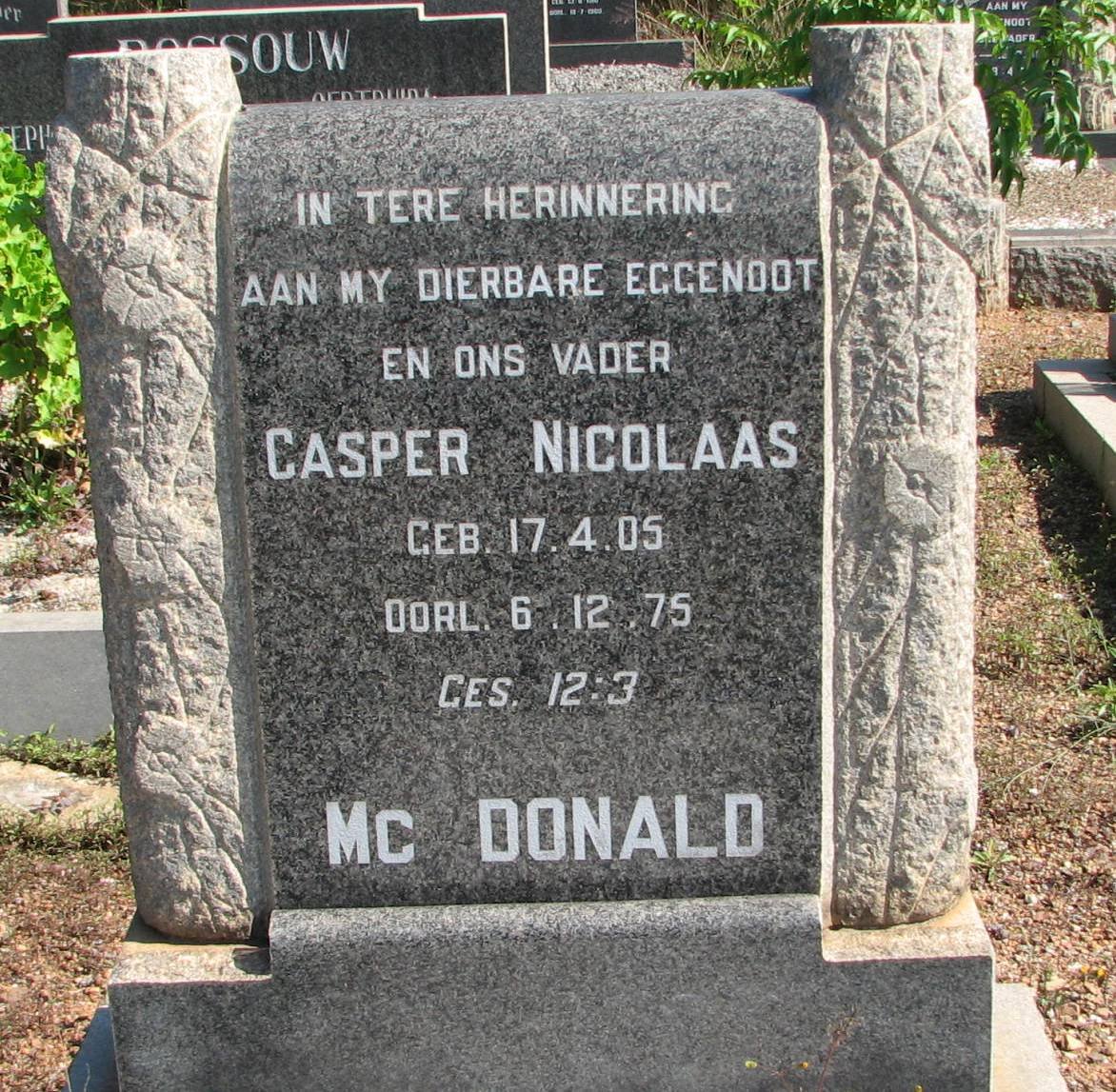 McDONALD Casper Nicolaas 1905-1975