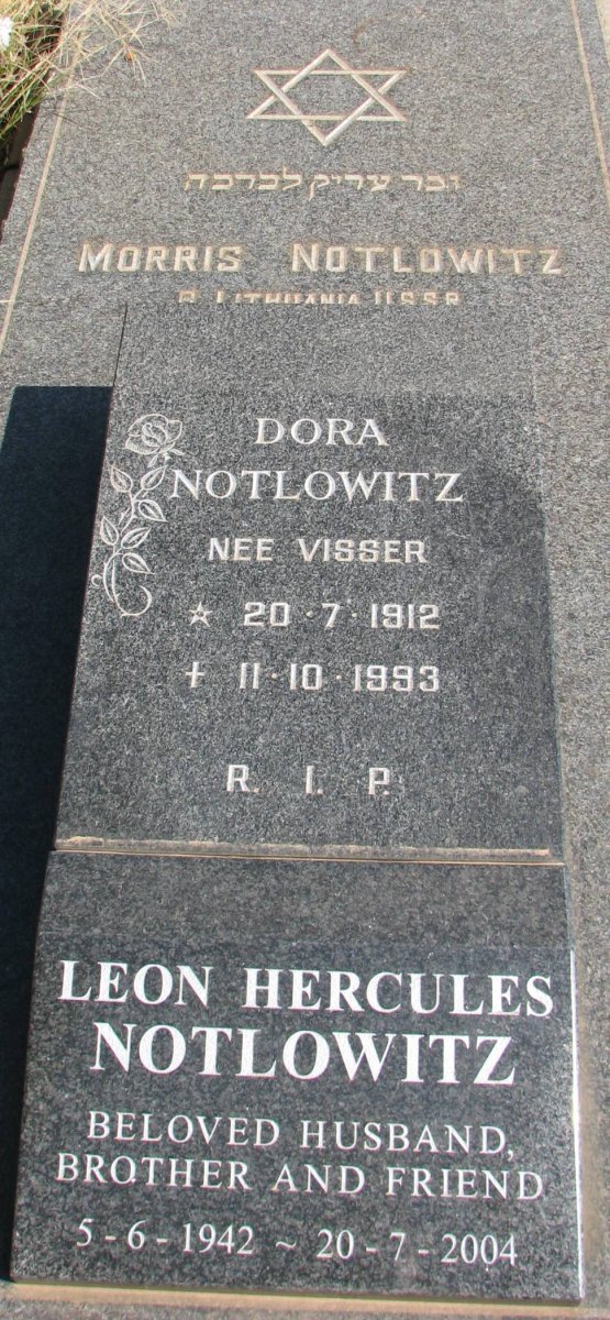 NOTLOWITZ Morris ? &amp; Dora VISSER 1912-1993 :: NOTLOWITZ Leon Hercules 1942-2004