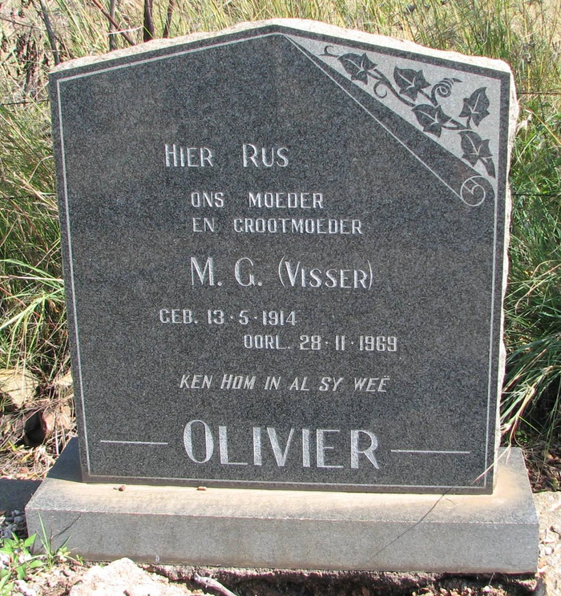 OLIVIER M.G. nee VISSER 1914-1969