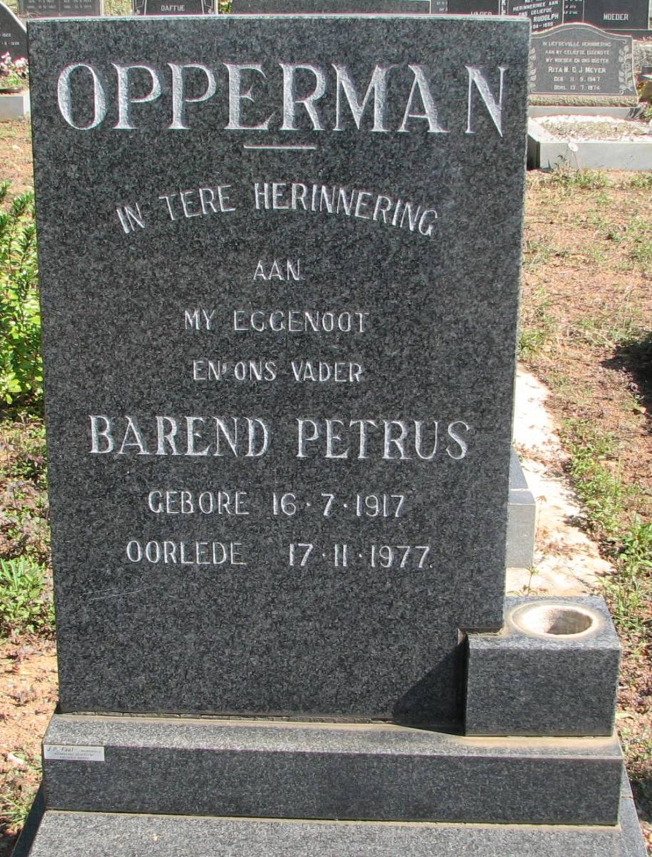 OPPERMAN Barend Petrus 1917-1977