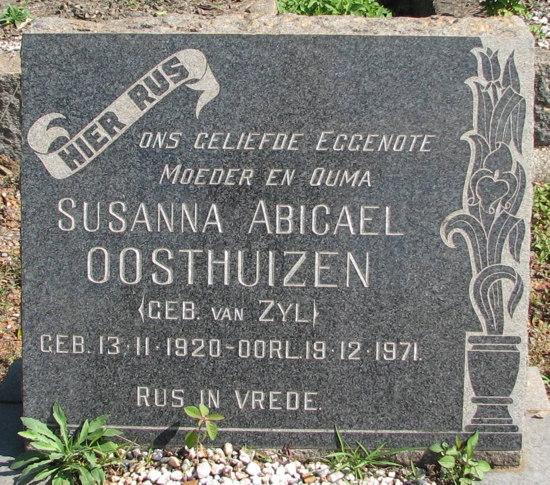 OOSTHUIZEN Susanna Abicael nee van ZYL 1920-1971