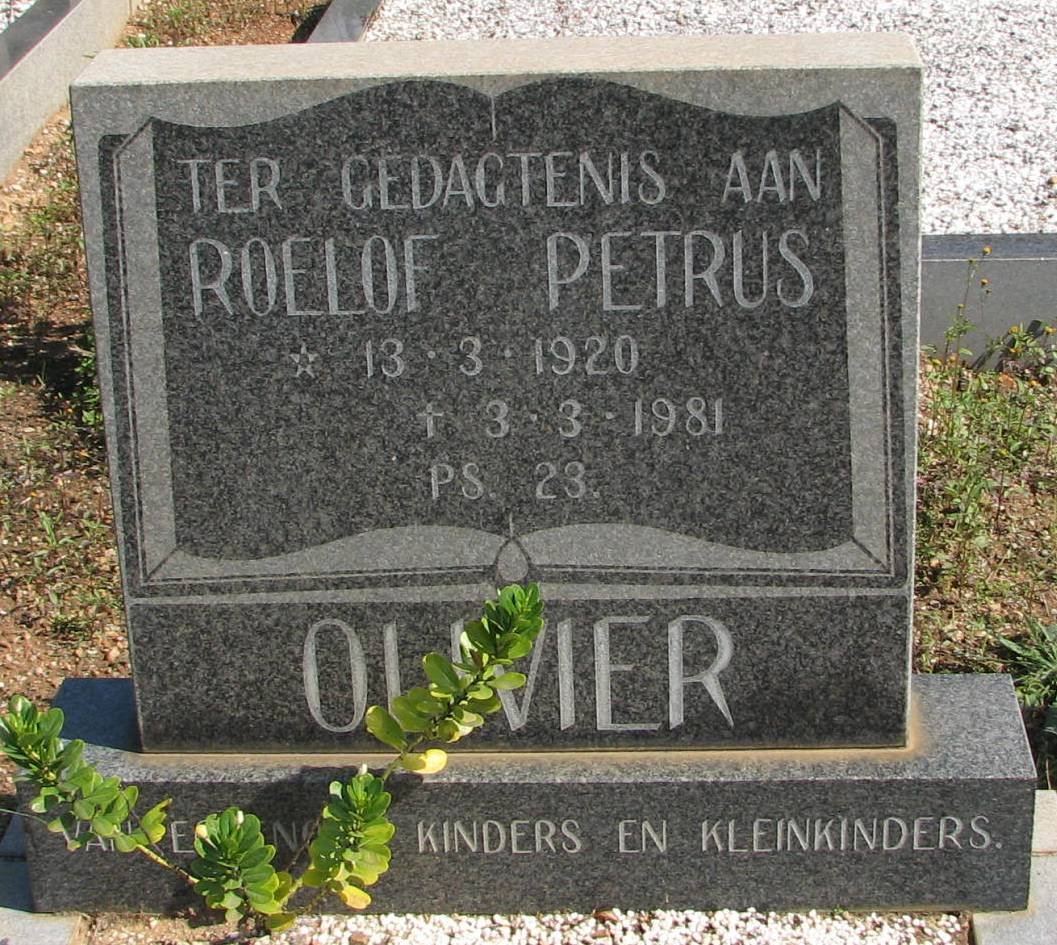 OLIVIER Roelof Petrus 1920-1981