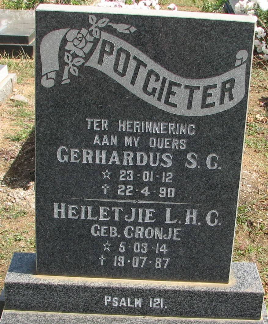 POTGIETER Gerhardus S.C. 1912-1990 &amp; Heiletjie L.H.C. CRONJE 1914-1987