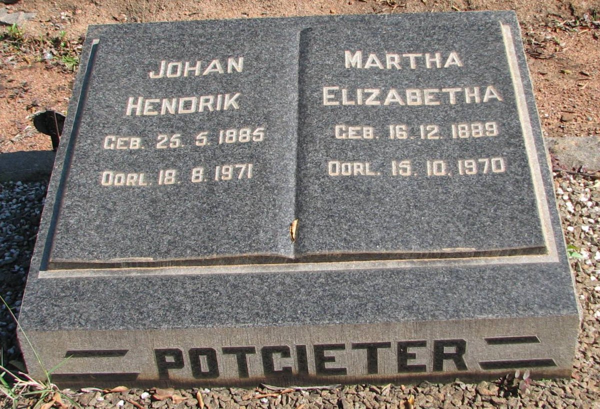 POTGIETER Johan Hendrik 1885-1971 &amp; Martha Elizabetha 1889-1970