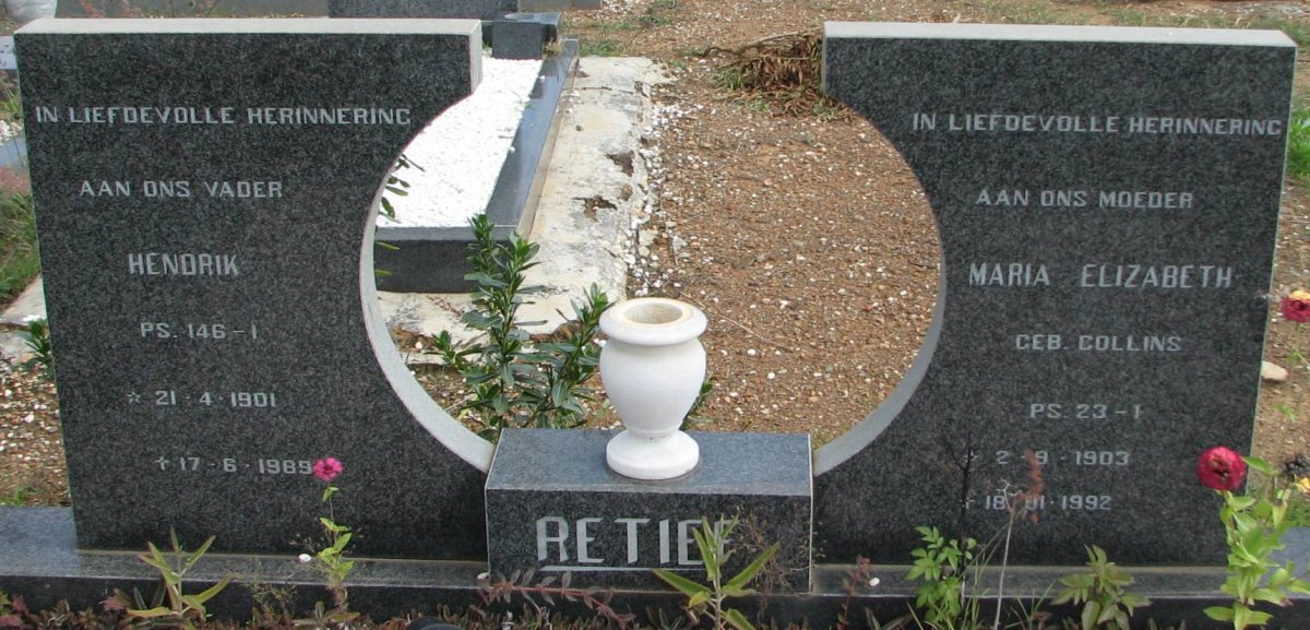 RETIEF Hendrik 1901-1989 &amp; Maria Elizabeth COLLINS 1903-1992