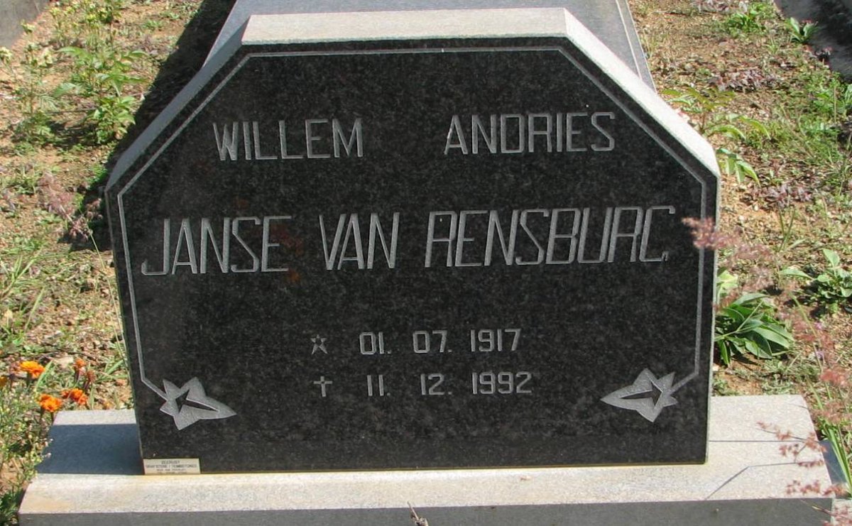 RENSBURG Willem Andries, Janse van 1917-1992