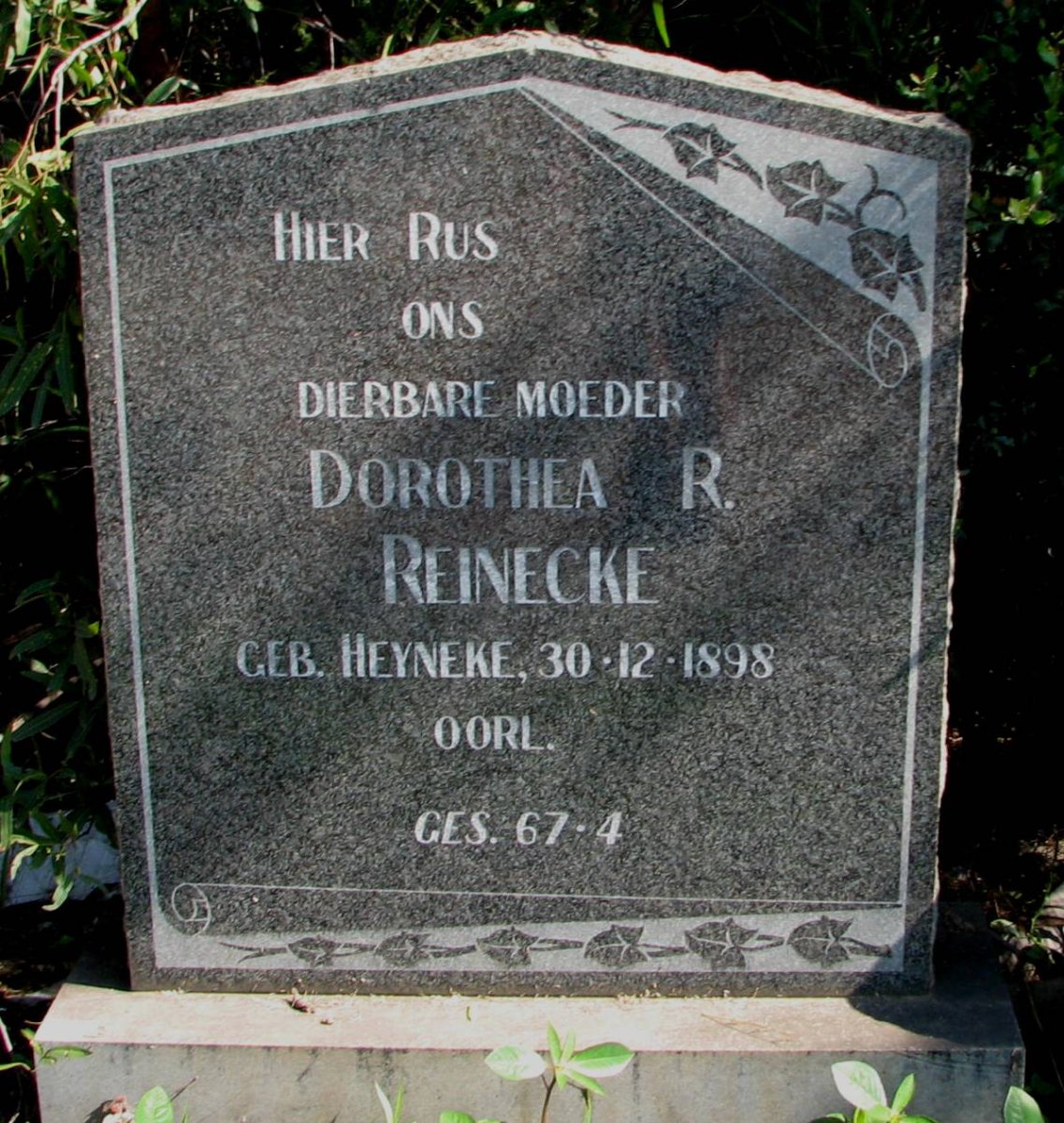 REINECKE Dorothea R. nee HEYNECKE 1898-