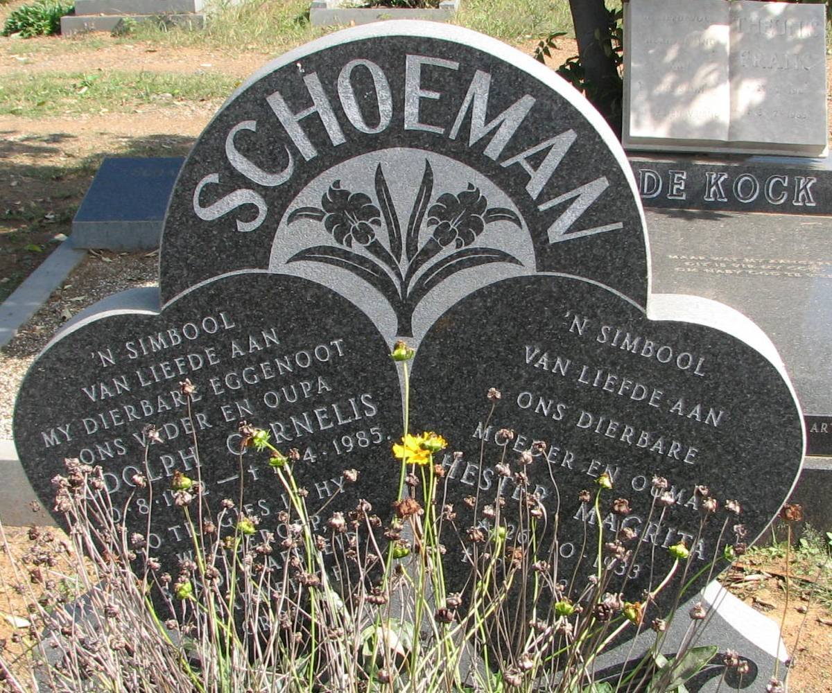 SCHOEMAN Rudolph Cornelis 1932-1985 &amp; Hester Magrita 1933-