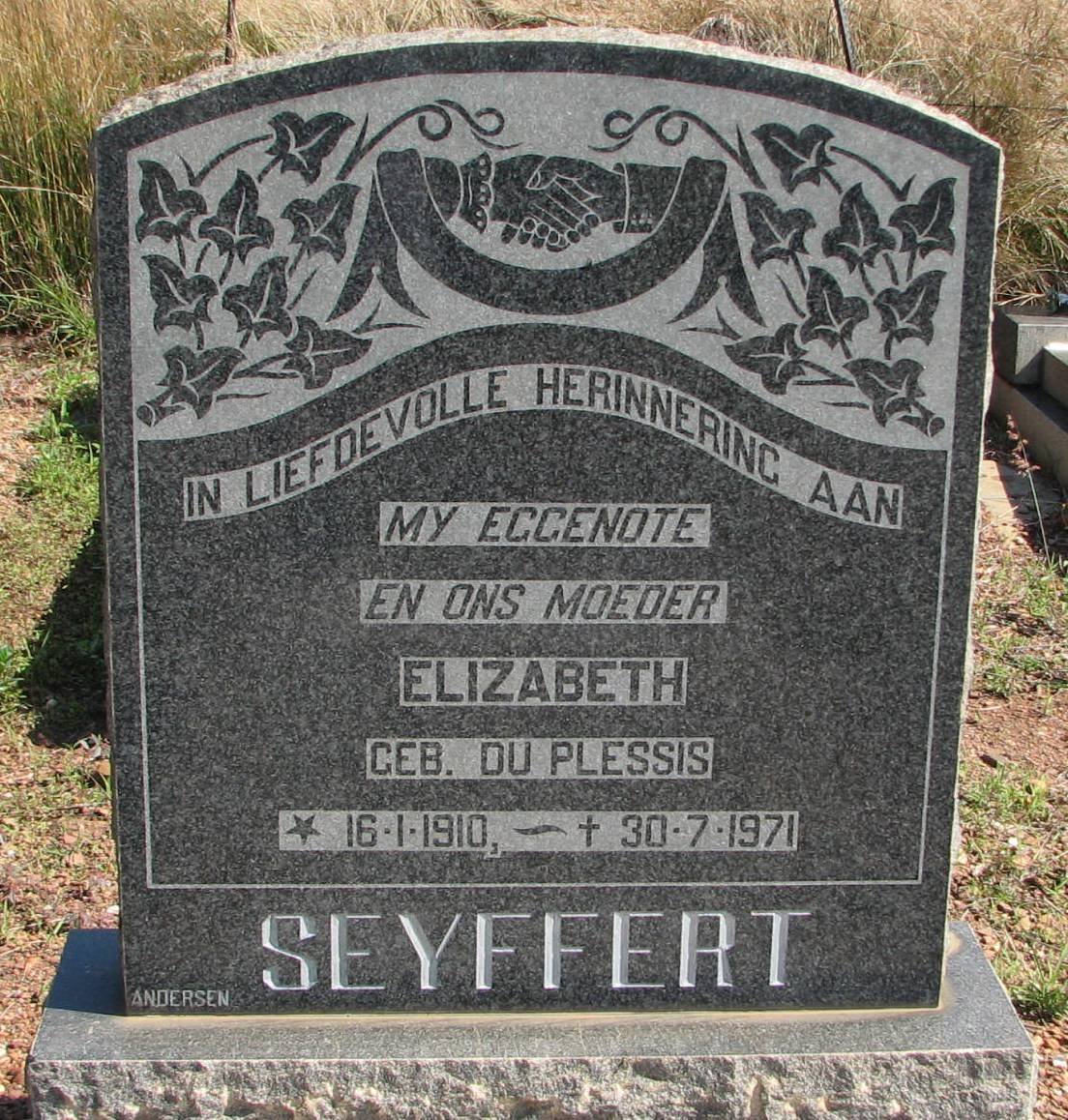 SEYFFERT Elizabeth nee du PLESSIS 1910-1971