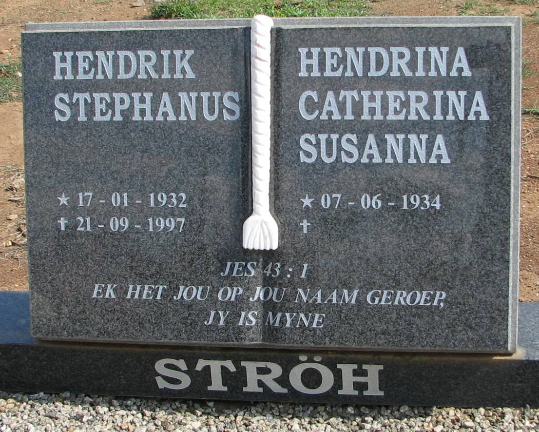 STROH Hendrik Stephanus 1932-1997 &amp; Hendrina Catharina Susanna 1934-