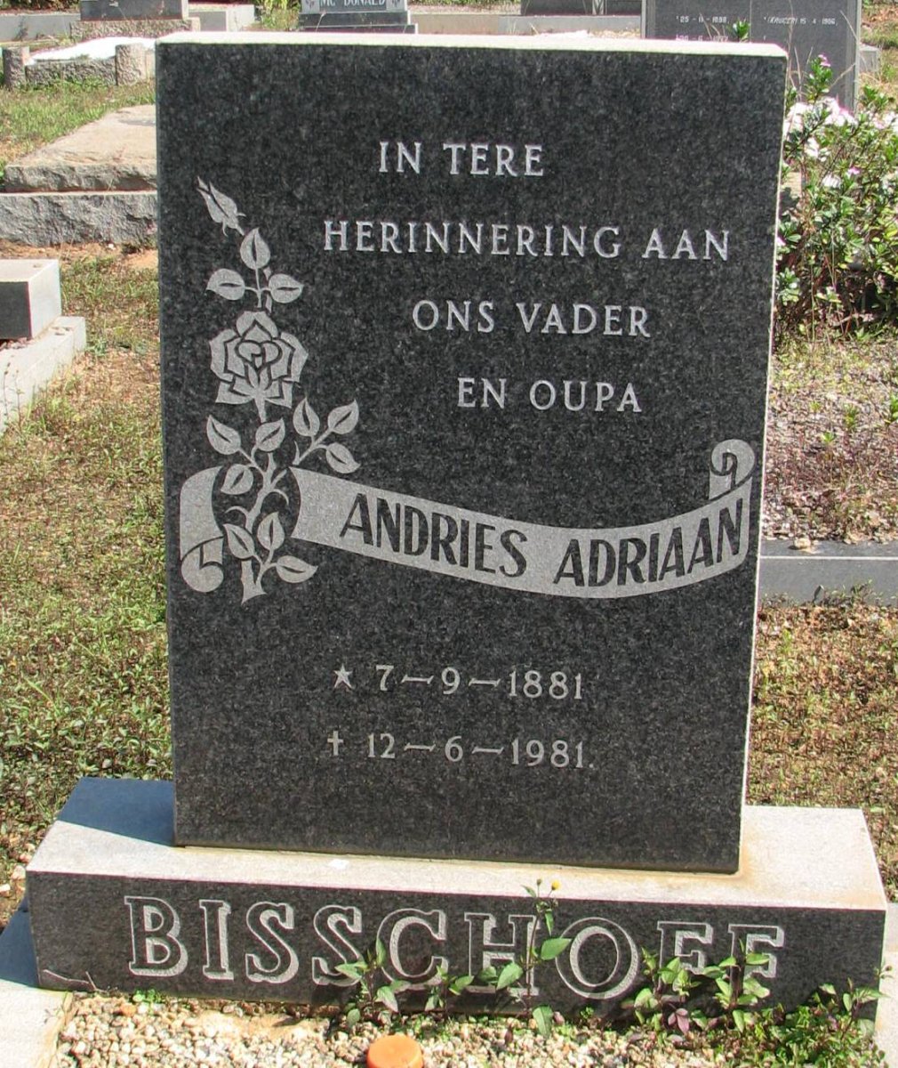 BISSCHOFF Andries Adriaan 1881-1981