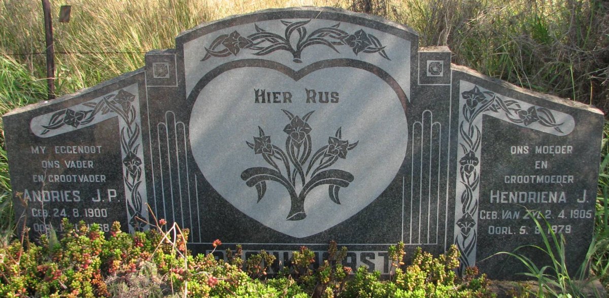 BADENHORST Andries J.P. 1900-1968 &amp; Hendriena J. VAN ZYL 1905-1979
