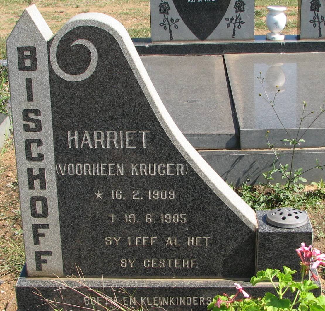 BISSCHOFF Harriet voorheen KRUGER 1909-1985