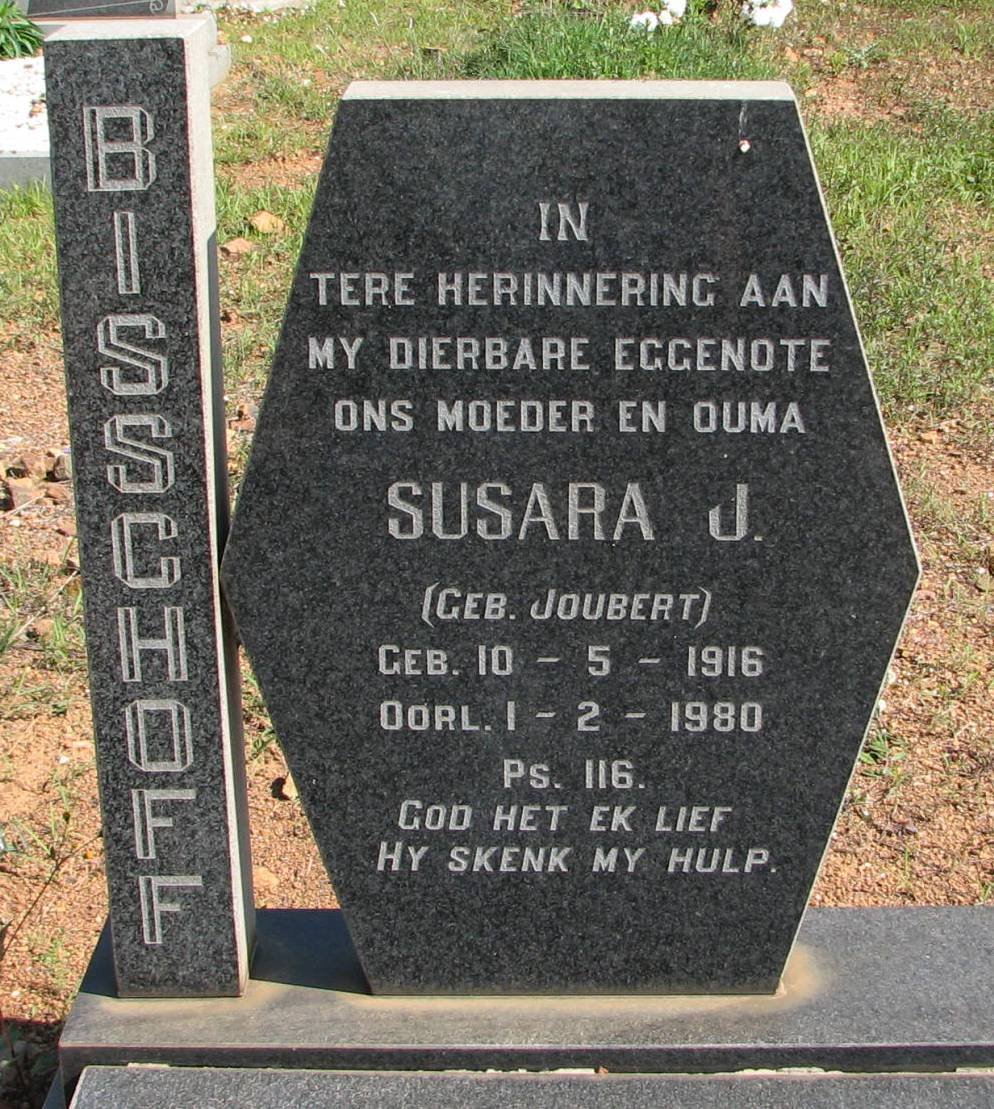 BISSCHOFF Susara J. nee JOUBERT 1916-1980