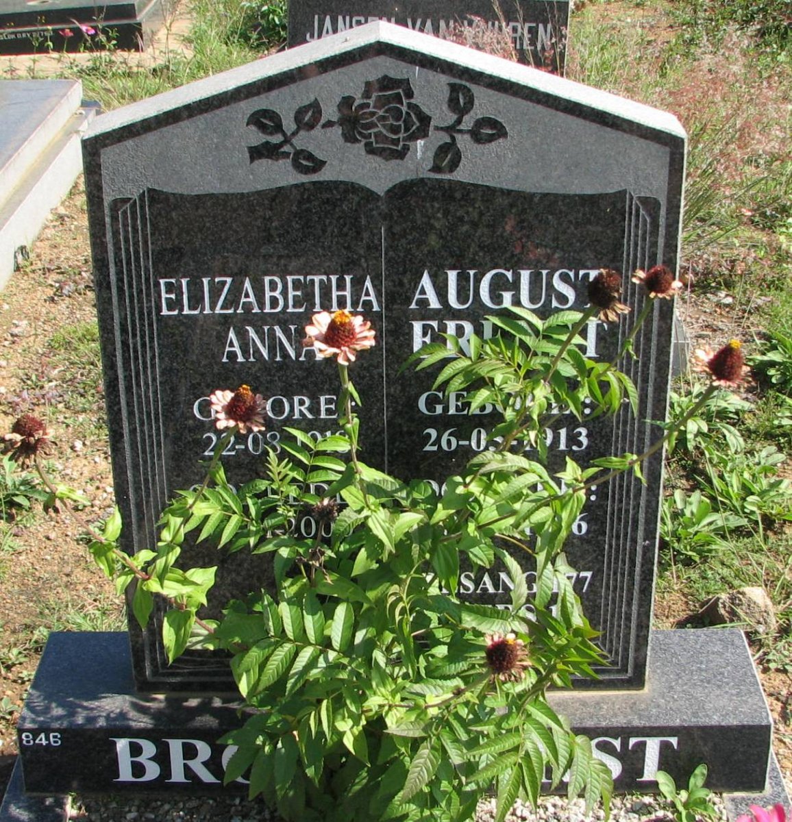 BRONKHORST August Erenst 1918-2000 &amp; Elizabeth Anna 1913-???6