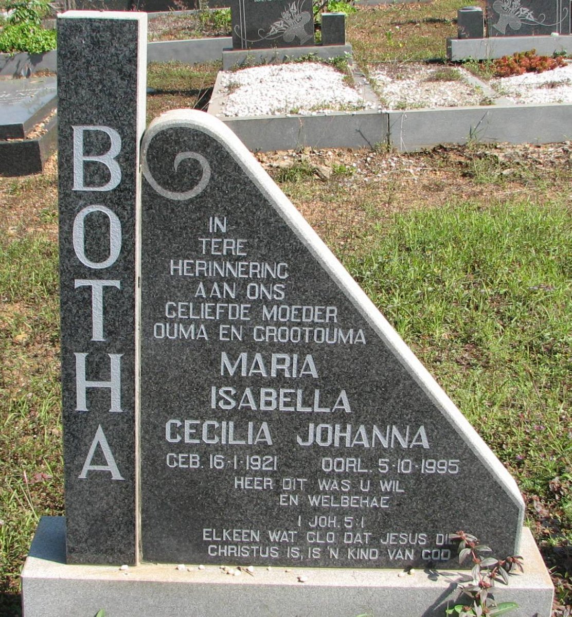 BOTHA Maria Isabella Cecilia Johanna 1921-1995