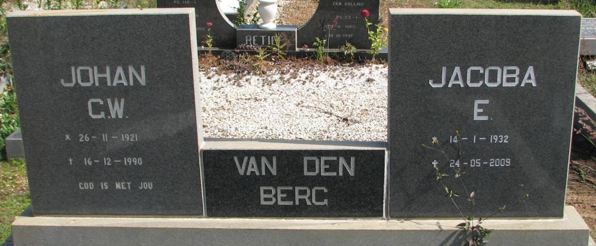 BERG Johan G.W., van den  1921-1990 &amp; Jacoba E. 1932-2009