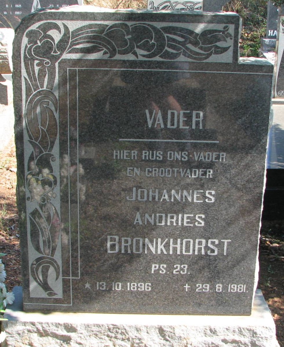 BRONKHORST Johannes Andries 1896-1981