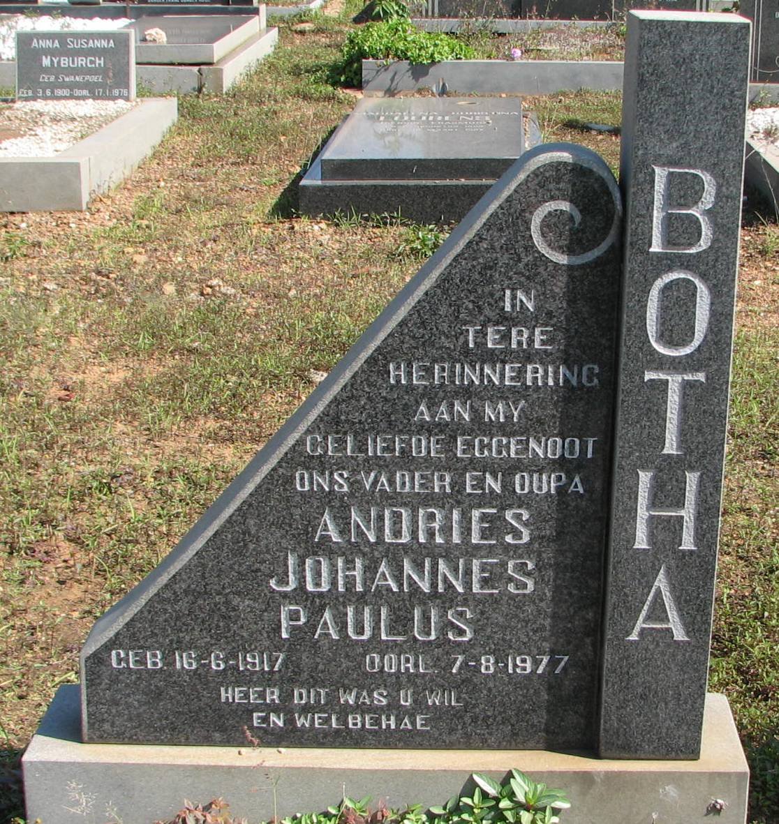 BOTHA Andries Johannes Paulus 1917-1977