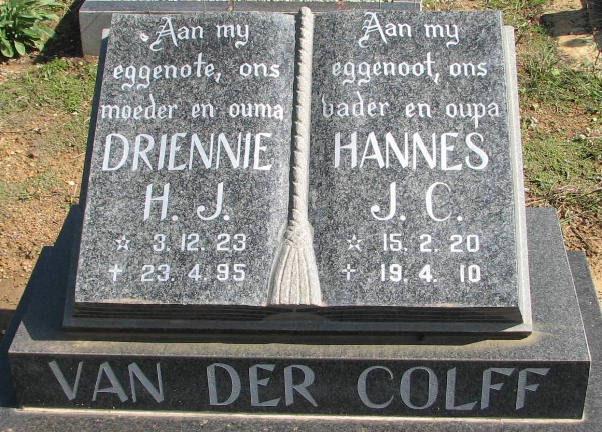 COLFF Hannes J.C., van der 1920-2010 &amp; Drienie H.J. 1923-1995