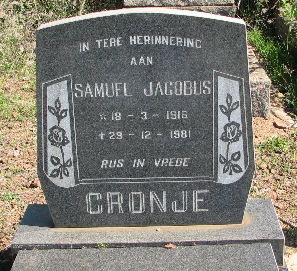 CRONJE Samuel Jacobus 1916-1981