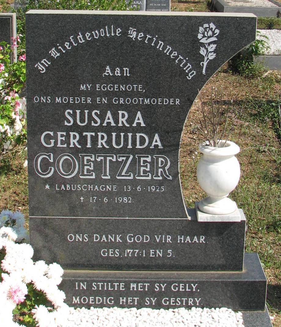 COETZER Susara Gertruida nee LABUSCHAGNE 1925-1982