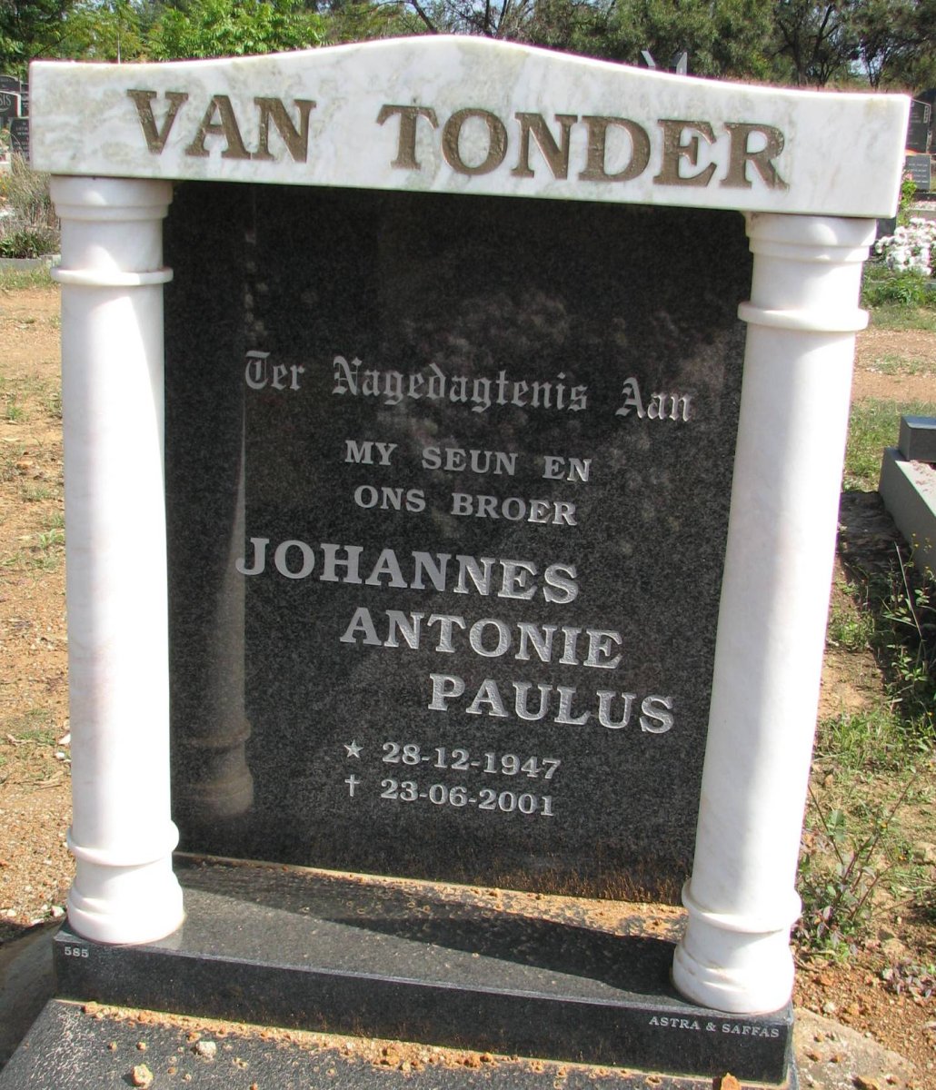 TONDER Johannes Antonie Paulus, van 1947-2001