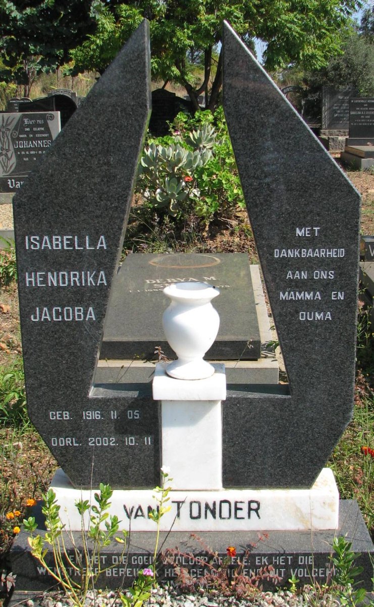 TONDER Isabella Hendrika Jacoba, van 1916-2002