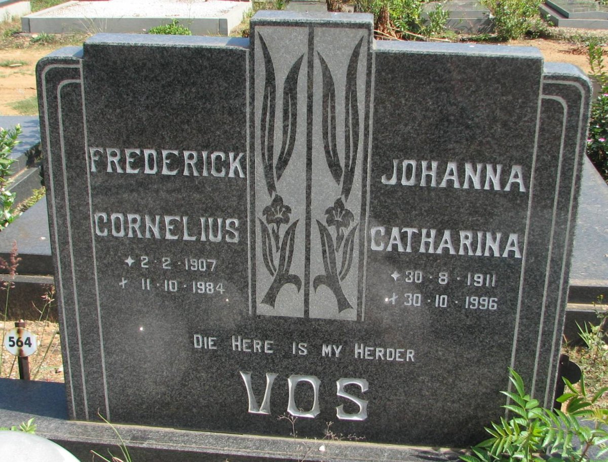 VOS Frederick Cornelius 1907-1984 &amp; Johanna Catharina 1911-1996