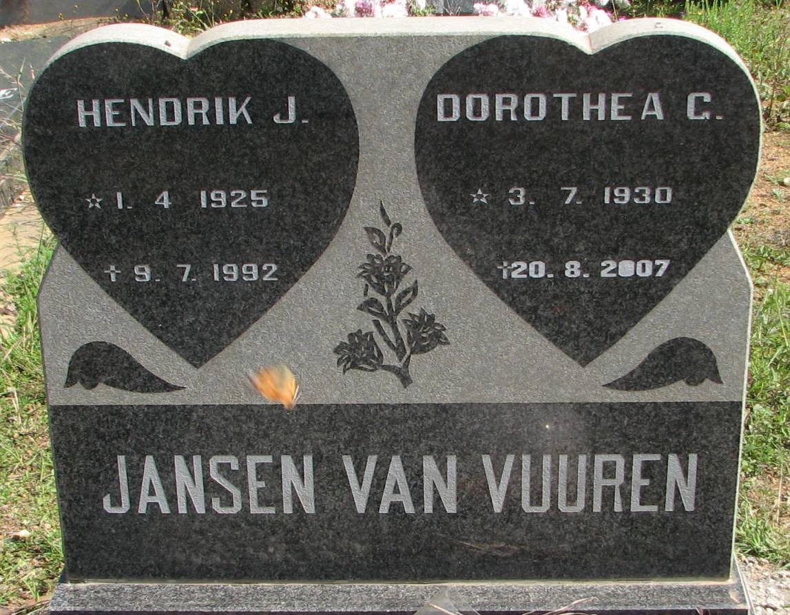 VUUREN Hendrik J., Jansen van 1925-1992 &amp; Dorothea C. 1930-2007