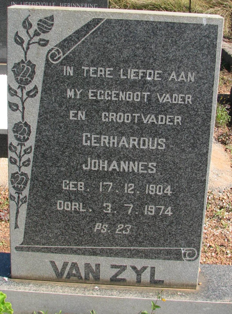 ZYL Gerhardus Johannes, van 1904-1974