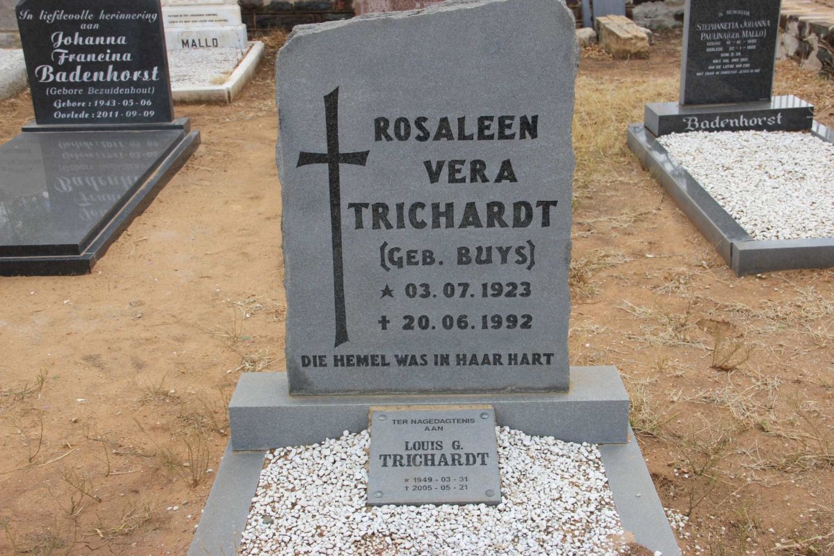 TRICHARDT Louis G. 1949-2005 &amp; Rosaleen Vera BUYS 1923-1992