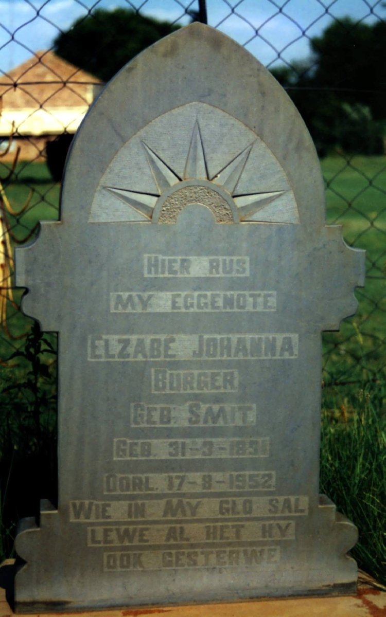 BURGER Elzabe Johanna nee SMIT 1891-1952