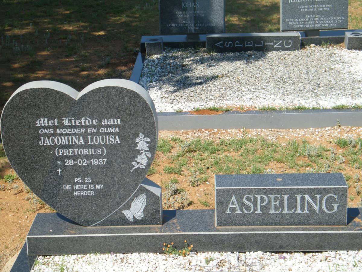 ASPELING Jacomina Louisa nee PRETORIUS 1937-